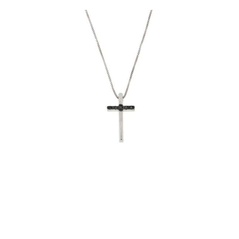 Златно колие кръст с черни диаманти 0.035ct