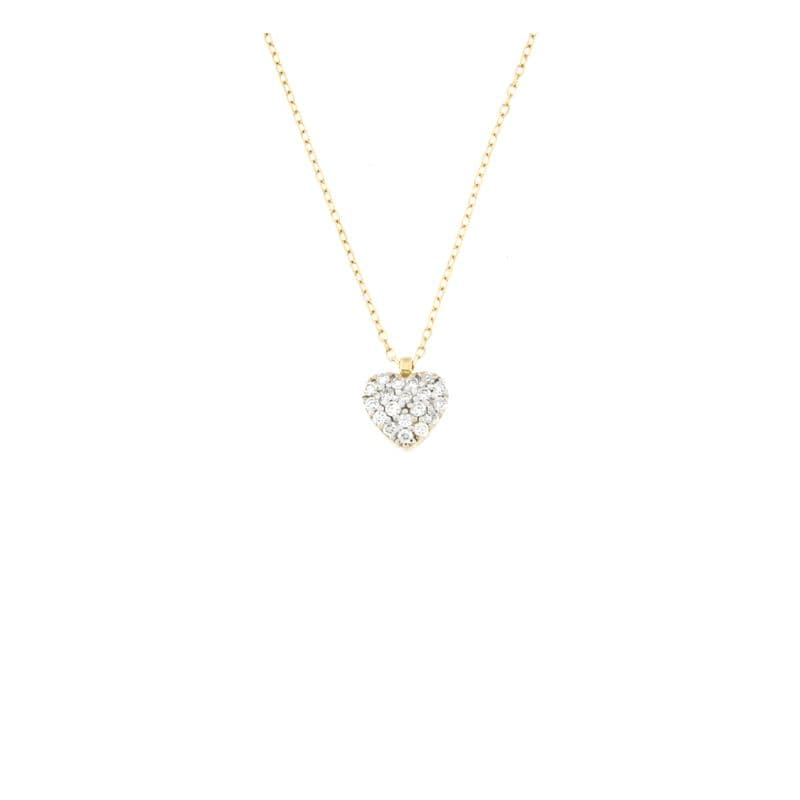 Златно колие сърце с диаманти 0.096ct