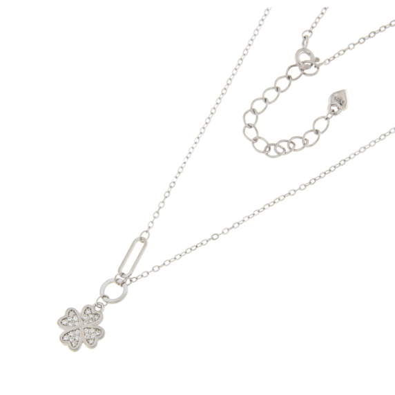 Сребърно колие детелинка-252669