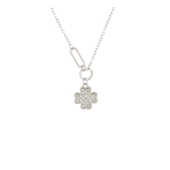 Сребърно колие детелинка-252669
