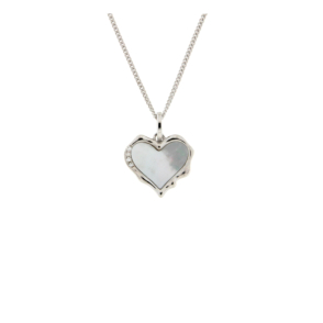 Сребърно колие сърце със седеф-252674