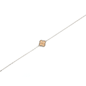 Гривна детелинка - бяло и розово злато 14к-249927