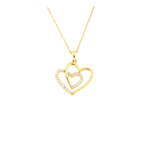 Златно колие сърце с диаманти 0.15ct-22535030