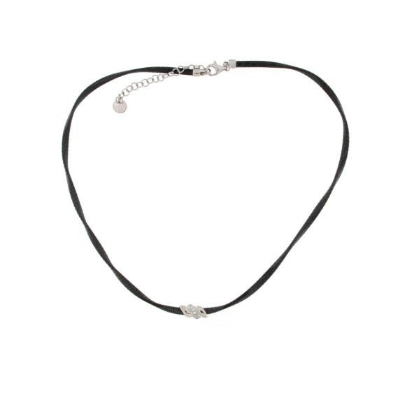 Сребърно колие с черен родий и циркони-248907