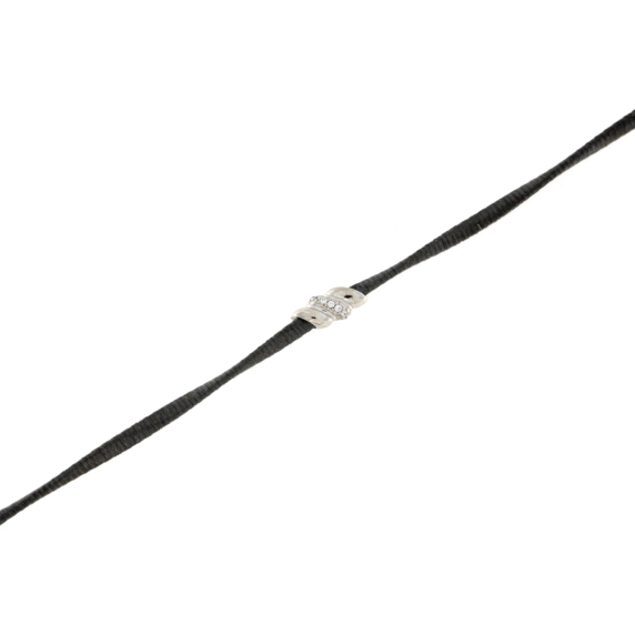 Сребърна гривна с черен родий и циркони-58439