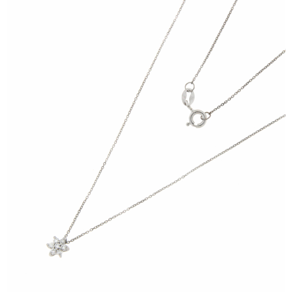 Златно колие цвете с диаманти 0.105ct-22519252