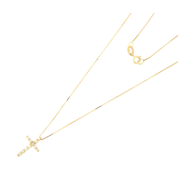 Златно колие кръст с диаманти