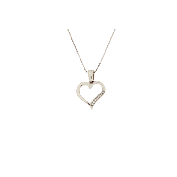 Златно колие сърце с диаманти 0.04ct