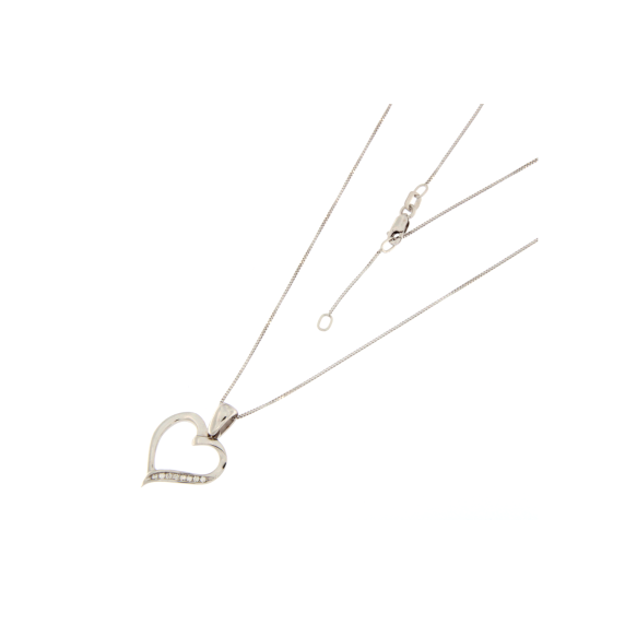 Златно колие сърце с диаманти 0.04ct