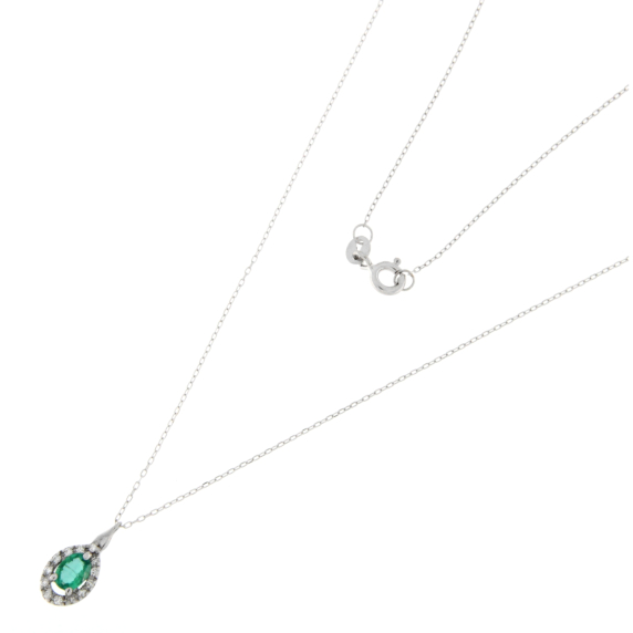 Златно колие с изумруд и диаманти-22429858