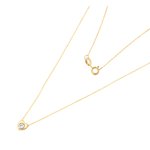 Златно колие сърце с диамант 0.015ct-22519115