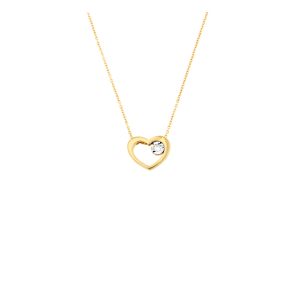 Златно колие сърце с диамант 0.015ct-22519085