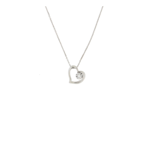 Златно колие сърце с диамант 0.015ct-22519214