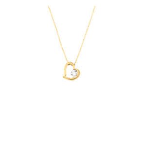 Златно колие сърце с диамант 0.015ct-22519122
