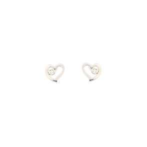 Златни обеци сърца с диаманти 0.01ct-22519030