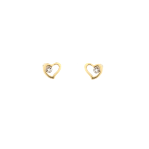 Златни обици сърца с диаманти 0.01ct-22518941