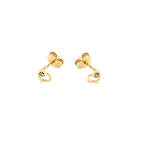 Златни обици сърца с диаманти 0.01ct-22518941