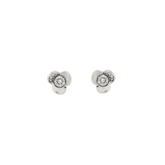 Златни обеци цвете с диаманти 0.208ct