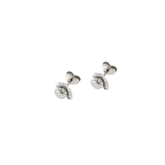Златни обеци цвете с диаманти 0.208ct