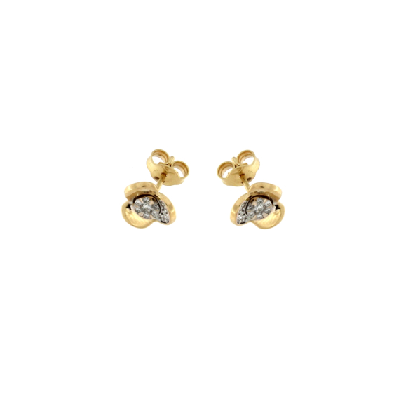 Златни обеци цвете с диаманти 0.208ct