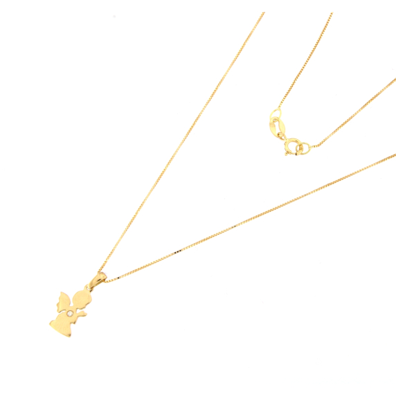 Златно колие ангелче с диамант 0.008ct