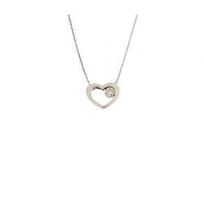 Златно колие сърце с диамант 0.015ct-22519177
