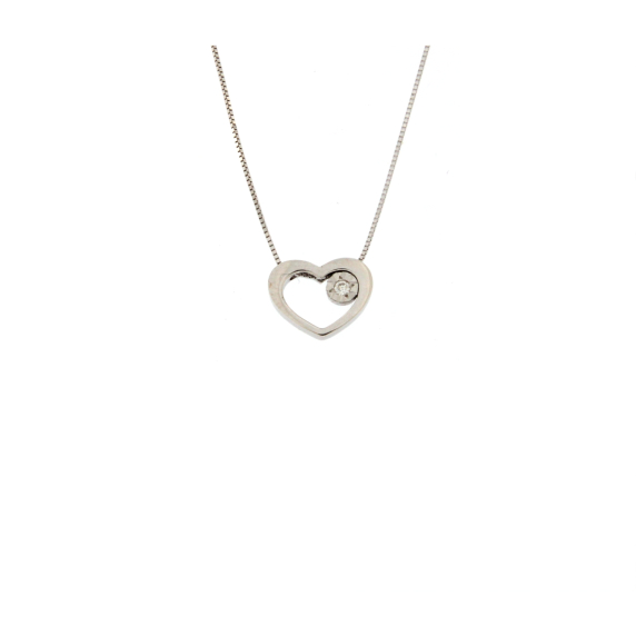 Златно колие сърце с диамант 0.015ct-22519177