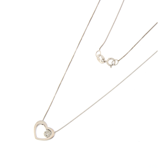 Златно колие сърце с диамант 0.015ct-22519177