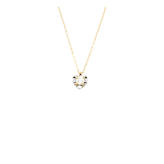 Златно колие сърце с диамант 0.12ct