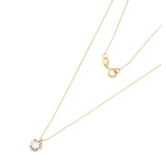Златно колие сърце с диамант 0.12ct