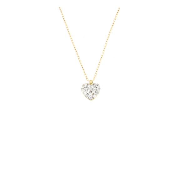 Златно колие сърце с диаманти 0.096ct