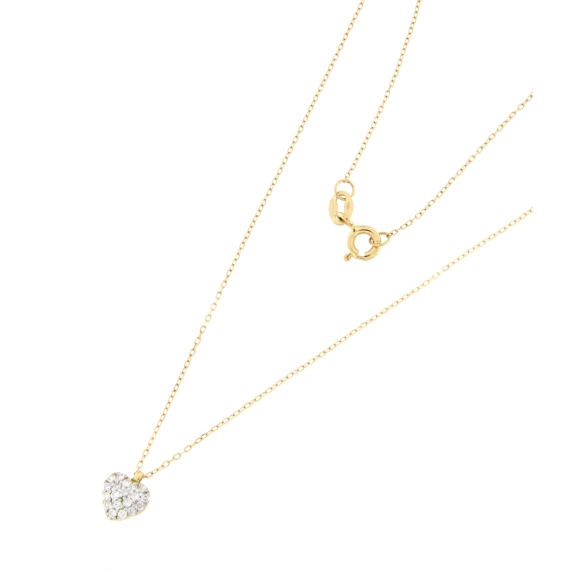 Златно колие сърце с диаманти 0.096ct