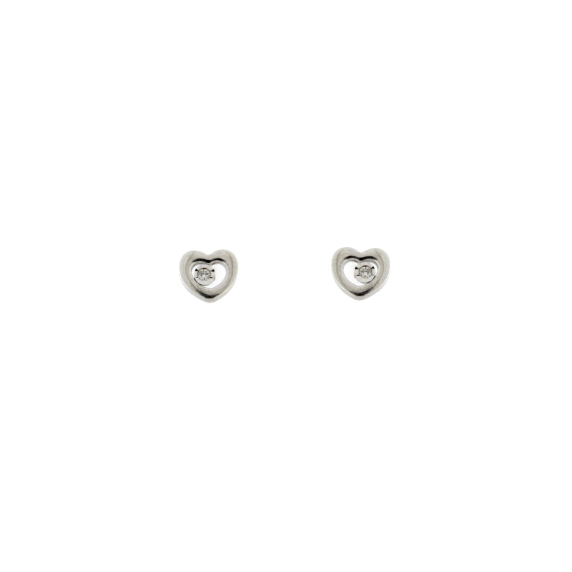 Златни обици сърца с диаманти 0.01ct-22519016