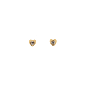 Златни обеци сърца с диаманти 0.016ct