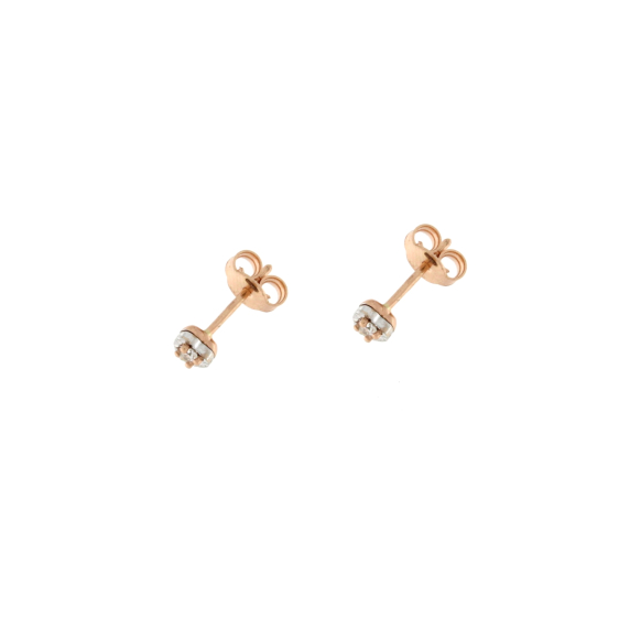 Златни обеци сърца с диаманти 0.08ct
