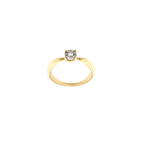 Златен пръстен с диаманти 0.12ct
