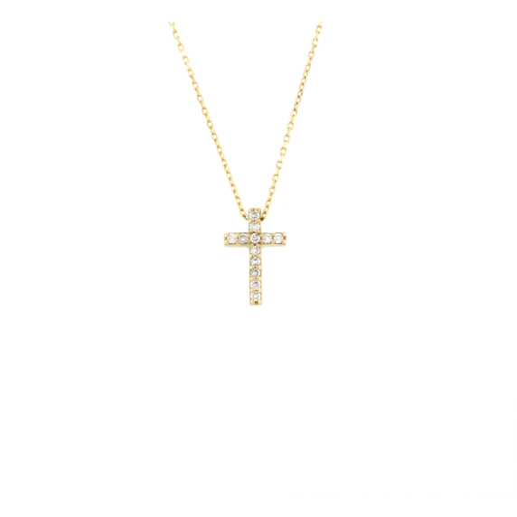 Златно колие кръст с диаманти 0.11ct