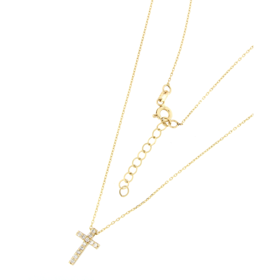 Златно колие кръст с диаманти 0.11ct