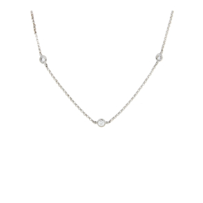Колие от бяло злато с камъни циркони-250743