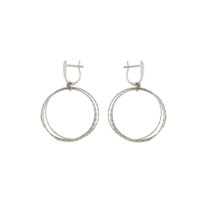 Висящи златни обеци - 14к бяло злато-250829