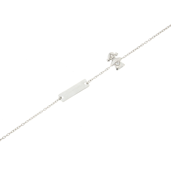 Златна детска гривна с момиченце и плочка-231872