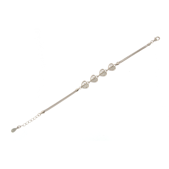 Елегантна сребърна гривна със сърца-218177