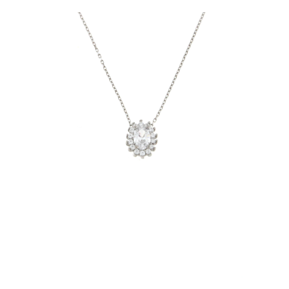 Сребърно колие с камъни циркони-253474