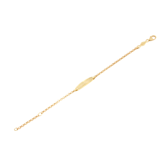 Златна детска гривна с плочка-247444