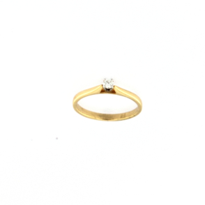 Пръстен жълто/бяло злато с диамант 0.06 ct