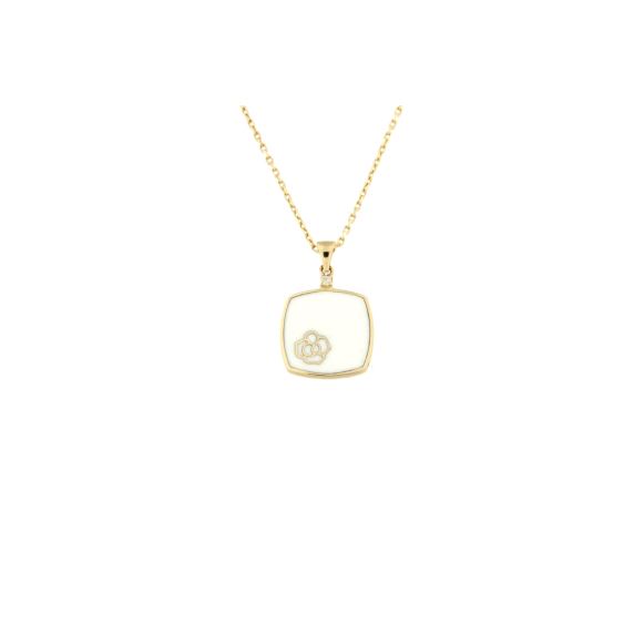 Дамско златно колие с бял емайл-212115