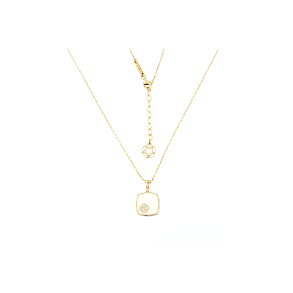 Дамско златно колие с бял емайл-212115