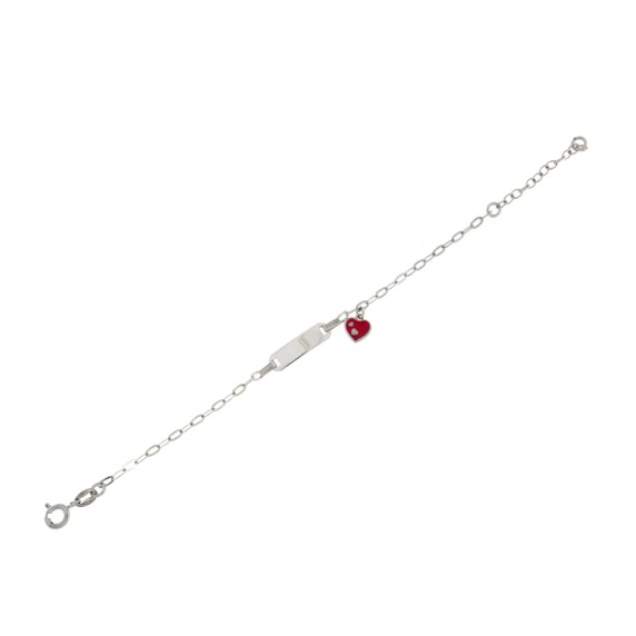 Детска сребърна гривна с плочка и сърце-253049