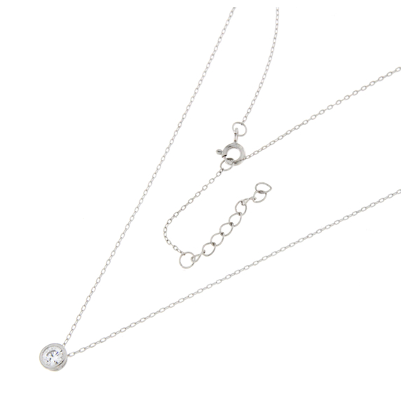 Сребърно колие с камъче циркон-253087