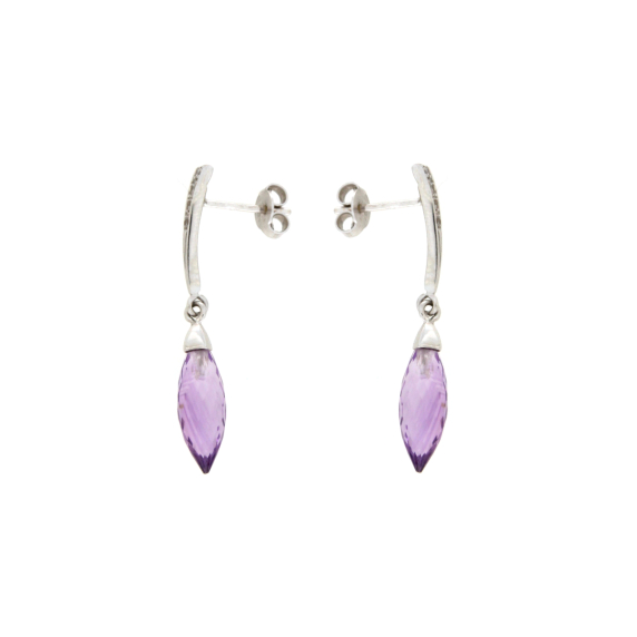 Златни обици с аметисти и циркони-216337